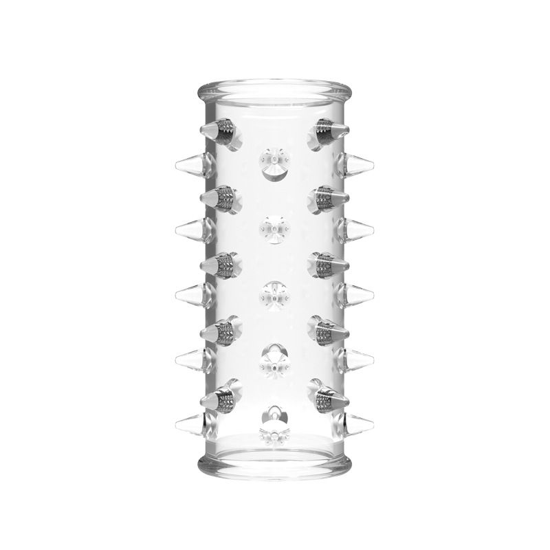 Explorer Spiked Lock Ring Foreskin Barrier Set, TPE Manual Delay Ring, Transparent Black — detail image 12