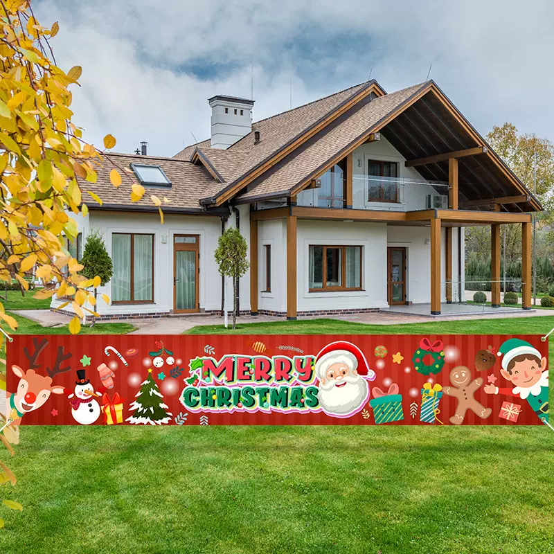 圣诞节条幅merry Christmas庭院横幅背景布场景布置装饰用品设计