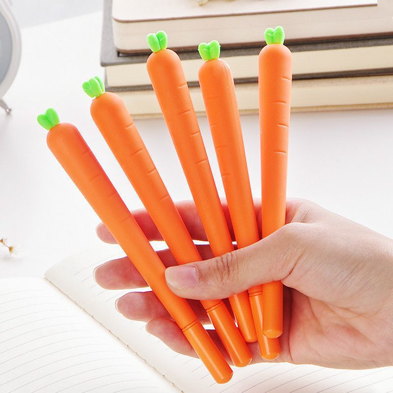 Cute Cartoon Artificial Carrot Gel Pen Creative Small Fresh Student Stationery Supplies Wholesale Water Pen Black