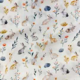 全棉数码印花纱布卡通格子花棉布40支双层纱面料春秋居家服装面料