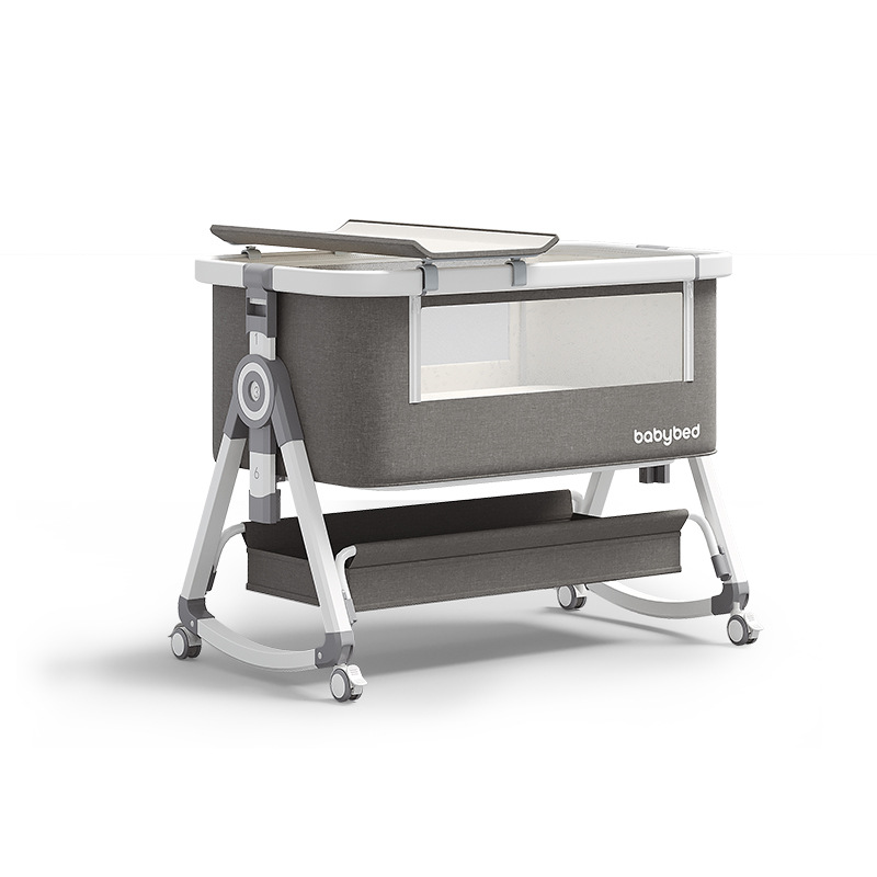 Cuna de aleación de aluminio Cama de cuna portátil portátil Cama de bb multifuncional plegable Cama grande de costura para recién nacidos