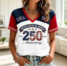 2026跨境亚马逊外贸女装夏季V领短袖T恤3D数码印花女装休闲短袖T