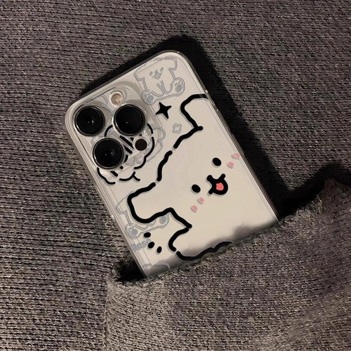 Transparent Apple phone case 15 suitable for iPhone 16 cartoon line dog 13 Apple 11 protective cover space soft shell