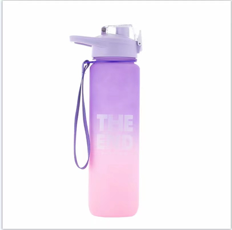 Estilo coreano 1000ml gradiente de color espacio de la Copa de fitness deportes hervidor de plástico transfronterizo rebotando taza portátil con escala