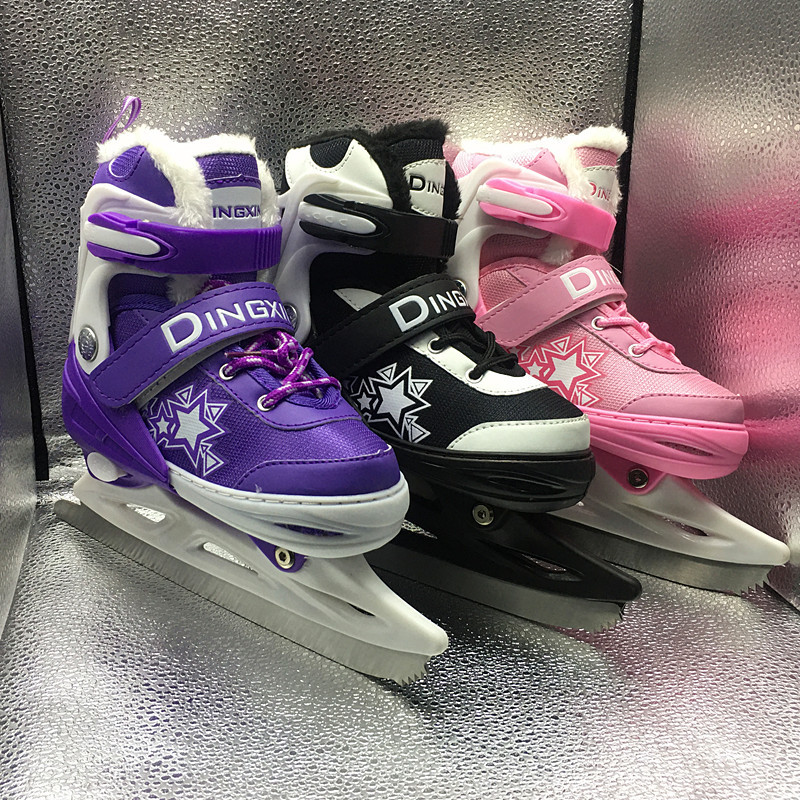 Children's Adjustable Telescopic Ice Skates, Adult Real Ice Skates, Fancy Skates, Plus Wool Warm Figure Skates