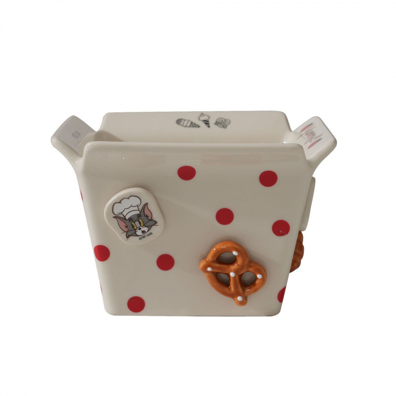 Gato y ratón tazón de cerámica doméstico nuevo tazón de ensalada de alto valor cuadrado dormitorio encantador regalo de papas fritas tazón de porcelana