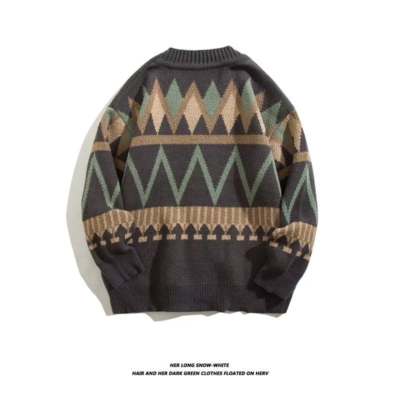 Strickjacke Retro Herren Rundhalspullover Herbst und Winter lockerer Pullover fauler lässiger Paarpullover leichtes Top im reifen Stil_voghion.com