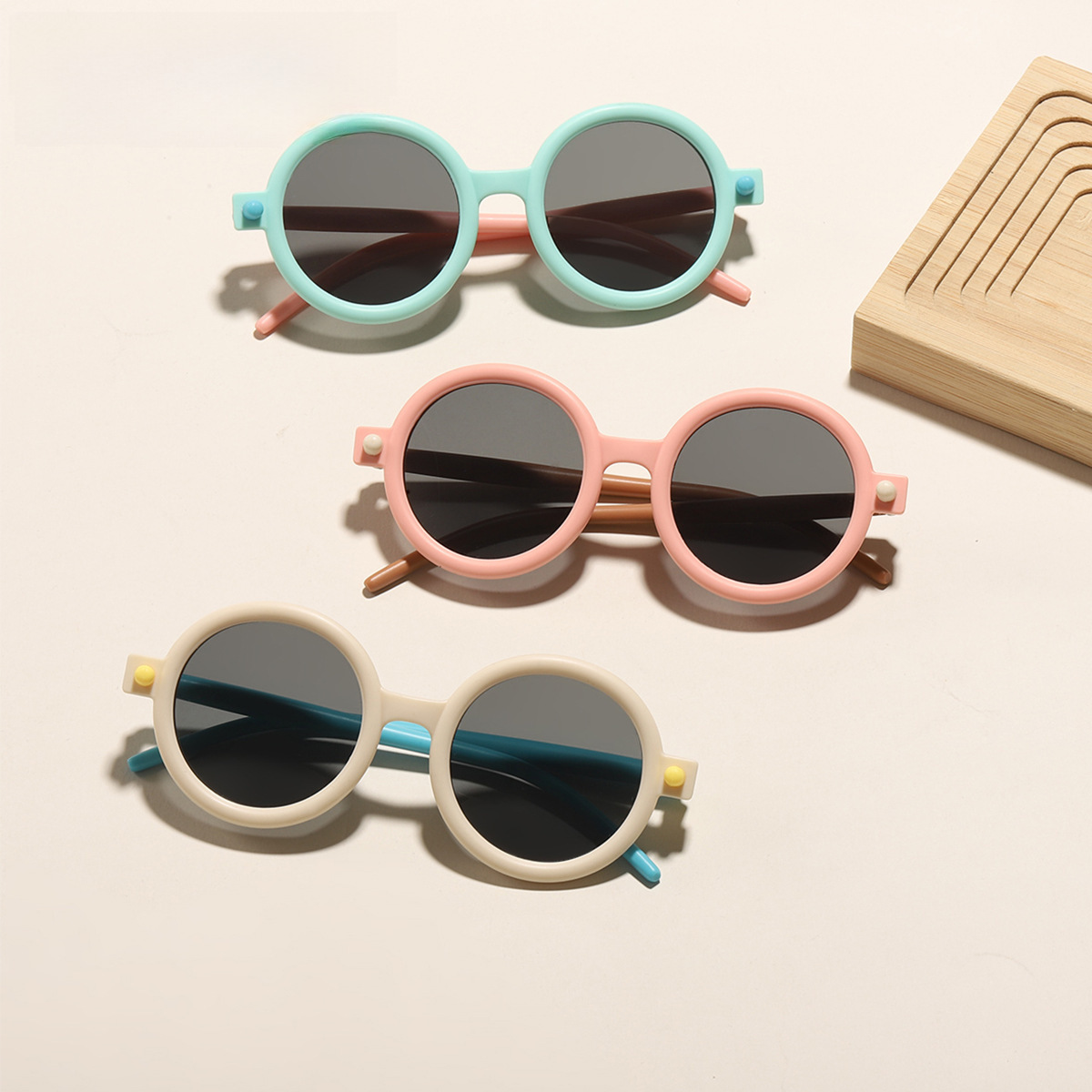 New European and American personality children's sunglasses round frame color block ins style children's sun glasses UV400 protective goggles 