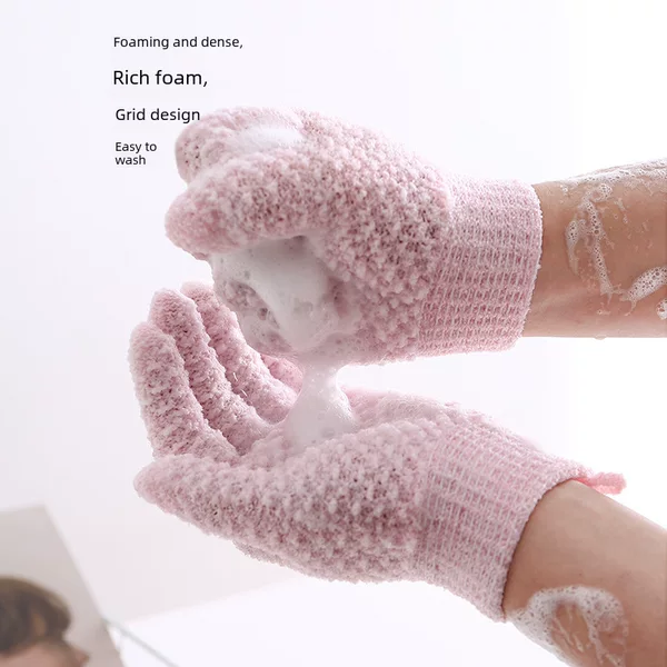 Factory direct supply creative five-finger jacquard bath rub back bath frosted gloves double-sided bath towel