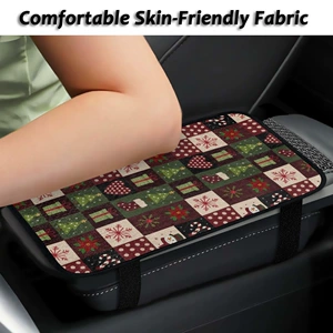 2026 Foreign Trade Amazon Christmas Flannel Car Armrest Box Mat Non-Slip Car Protective Mat, Minimum Order One Piece