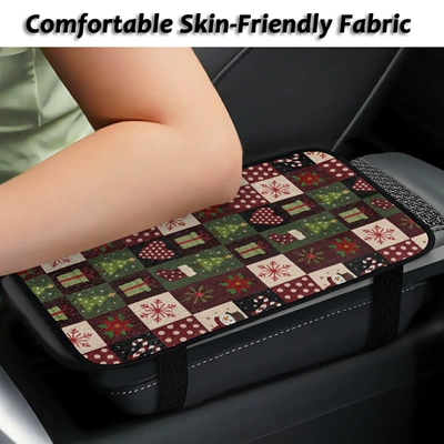 2026 Foreign Trade Amazon Christmas Flannel Car Armrest Box Mat Non-Slip Car Protective Mat, Minimum Order One Piece
