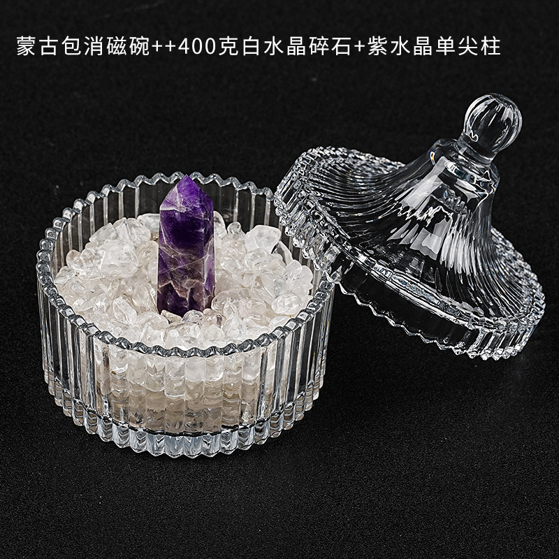 天然水晶消磁石消磁ボウル大粒子クリスタル砂利ブレスレットジュエリー浄化ガラスボウル卸売|undefined