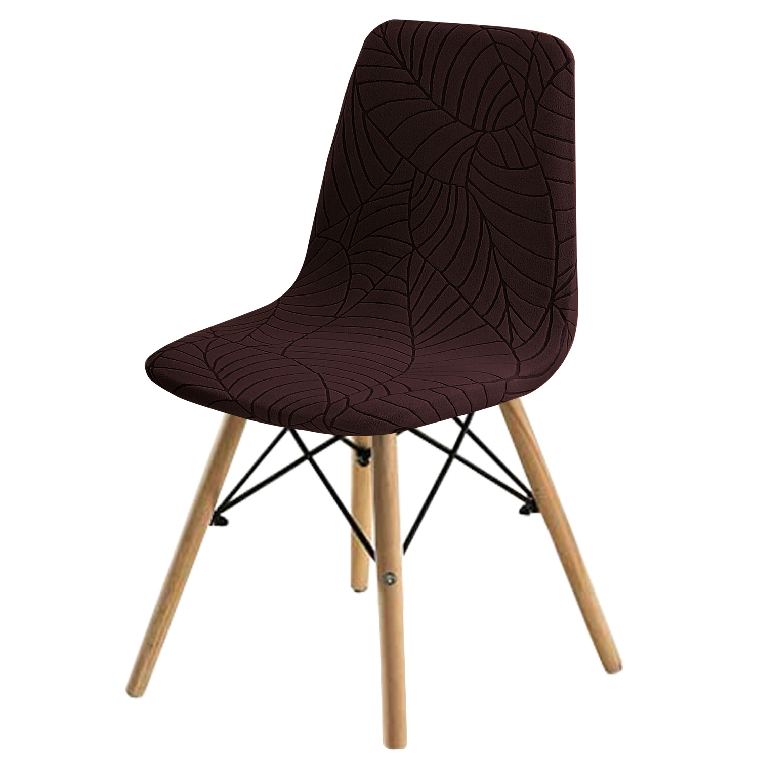 Amazon transfronterizo hoja jacquard Eames silla elástica cubierta nórdica moderna minimalista mesa de comedor silla cubierta
