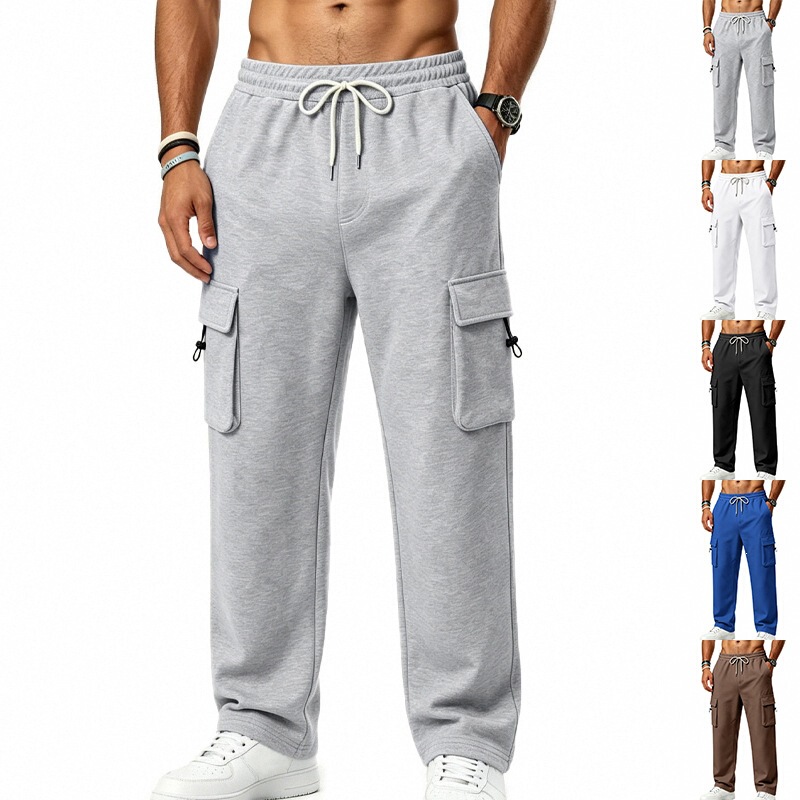 European and American Style Men's Casual Loose Outdoor Sports Retro Commuter Jogging Multi-Pocket Cargo Pants
