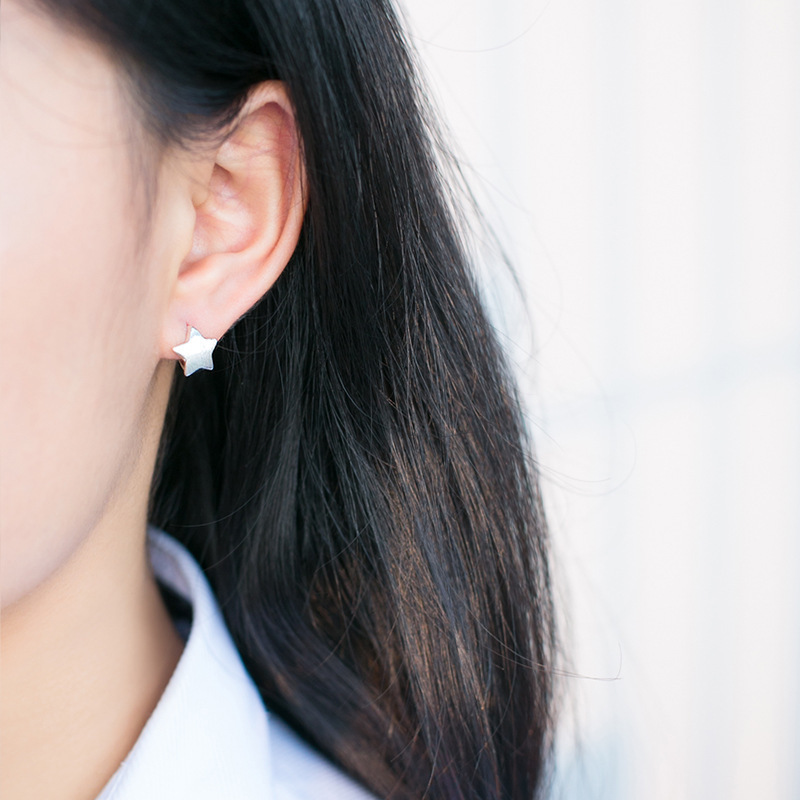 Eloch s925 botones de orejas de plata para mujeres pinzadas pentacales de moda joyas de orejas de estrella para mujeres E2999
