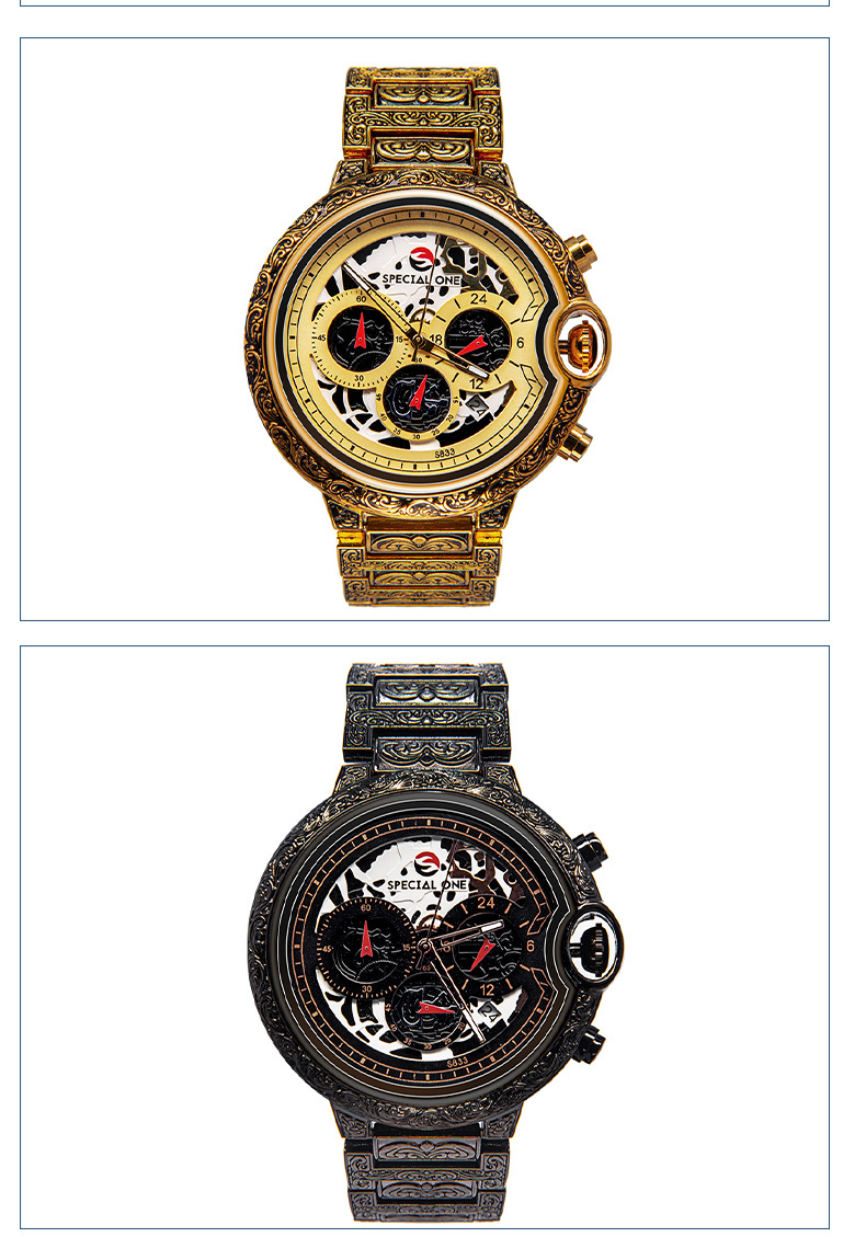 New Popular Men's Quartz Watch Sculpture Retro Multi Functional Timing Calendar Men's Watch Waterproof Watch_voghion.com