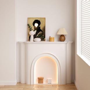 French Cream Fireplace Living Room Decorative Cabinet Luminous Storage Cabinet Nordic Entrance White Indoor Display Cabinet Homestay