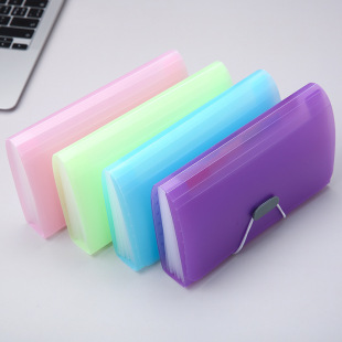13 grid A6 mini lanyard organ bag office file storage candy color bill holder transparent folder wholesale