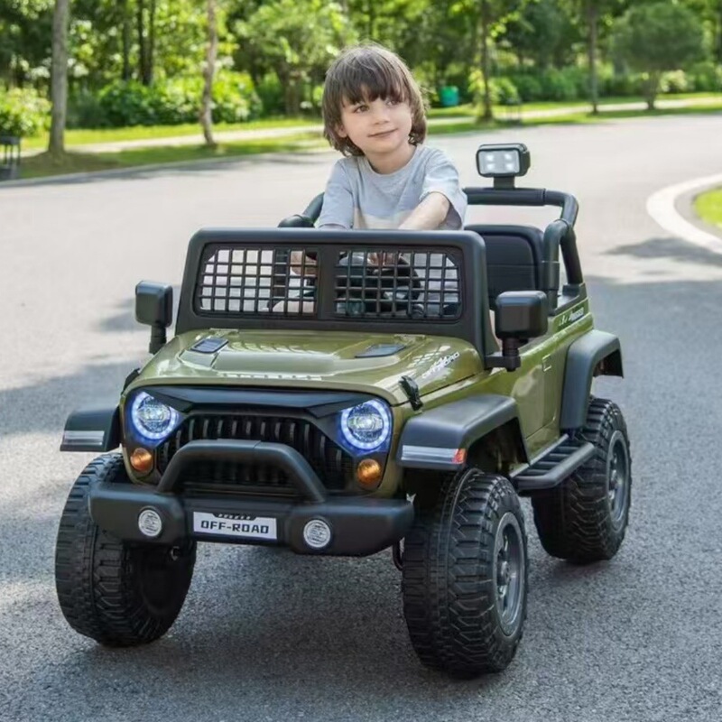 Children's electric car four-wheel car with remote control off-road vehicle baby toy car seatable double Wrangler stroller