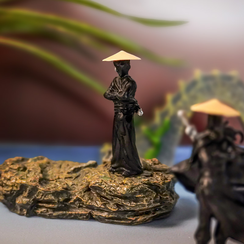 Bonsai paisajismo pequeños adornos Jianghu anciano estilo antiguo caballero modelo de muñeca en miniatura juego de moda micro paisaje rocalla