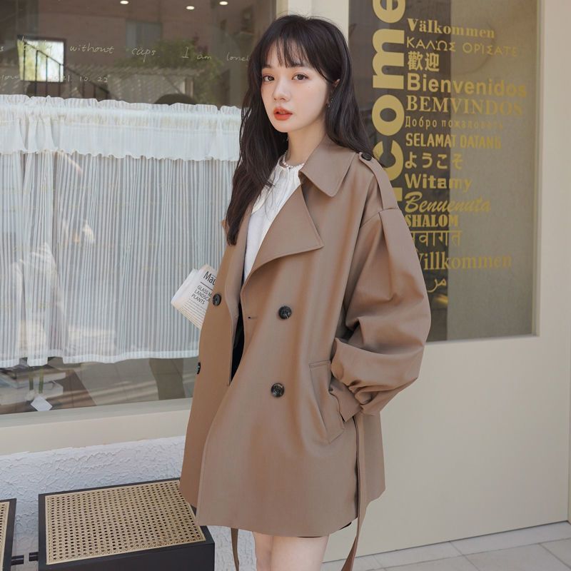 Women's Clothing Spring Coffee-Colored Short Trench Coat Loose Fit 2026 New Korean Style Ins for Petite Women