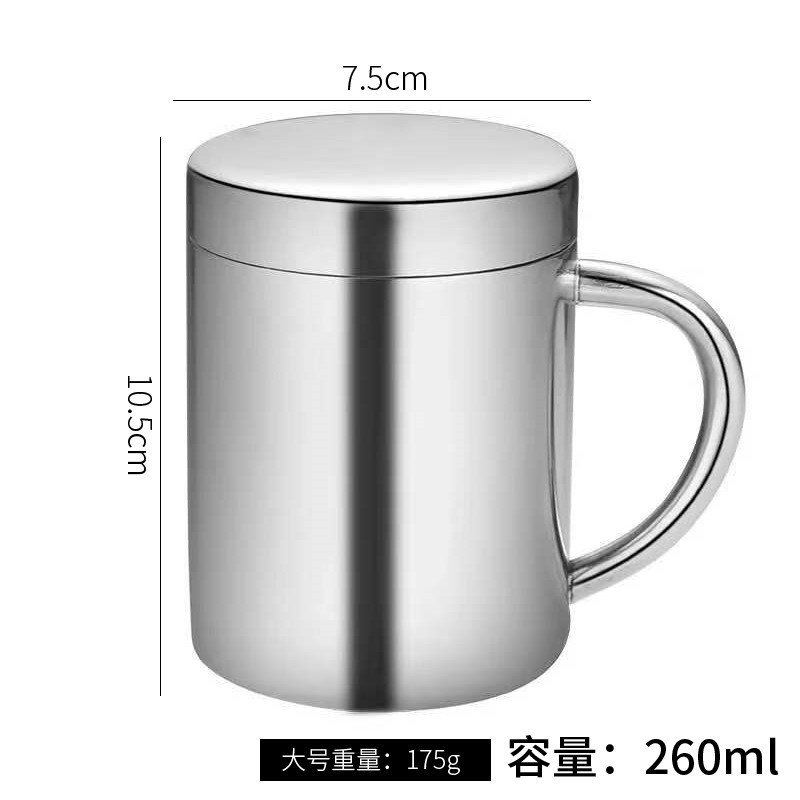 316不锈钢马克杯轻奢高级感带盖水杯双层防烫咖啡杯学生保温水杯|undefined