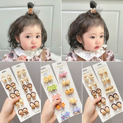 Cartoon non-damaging hair band for children, cute little chirp hair band, cute little coffee color rubber band, baby bear hair band headband
