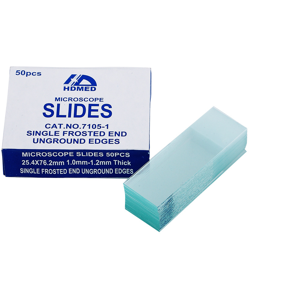 免洗载玻片7105 工厂内供应 优质单头单面磨砂载玻片 50片/盒