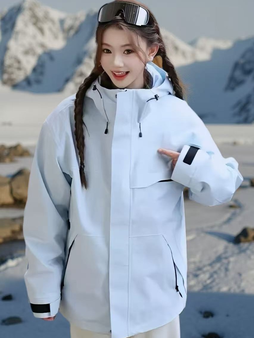 2025 three-in-one men's outdoor mountaineering jacket, couple style, detachable waterproof solid color mountain jacket for women