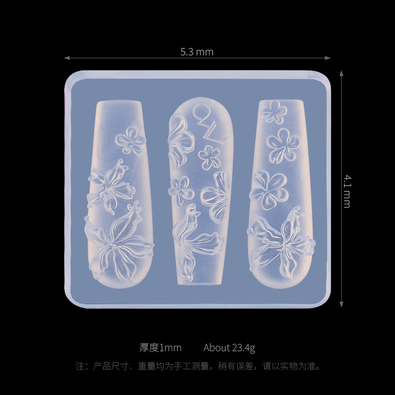 Molde de silicona para uñas transfronterizas, encaje francés, dibujos animados, flores, tulipanes, mariposas, uñas, joyas, herramientas al por mayor