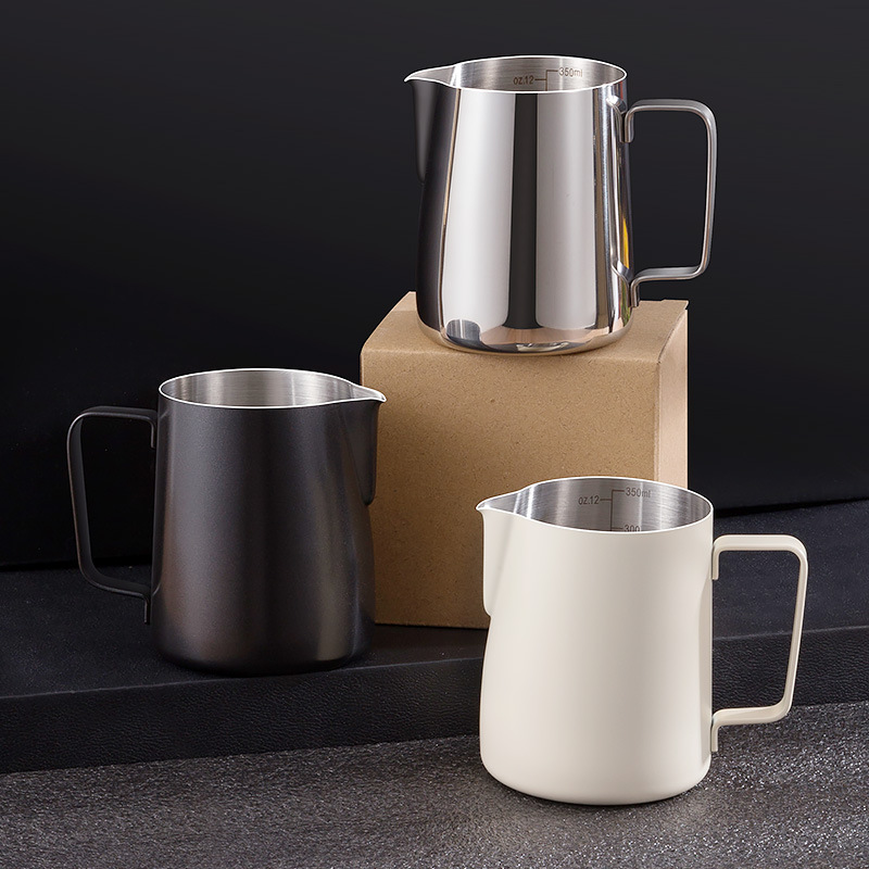 Taza de leche de acero inoxidable espesar taza de leche de café tetera de té de lujo café leche tiendas suministros de boquilla aguda jar de leche