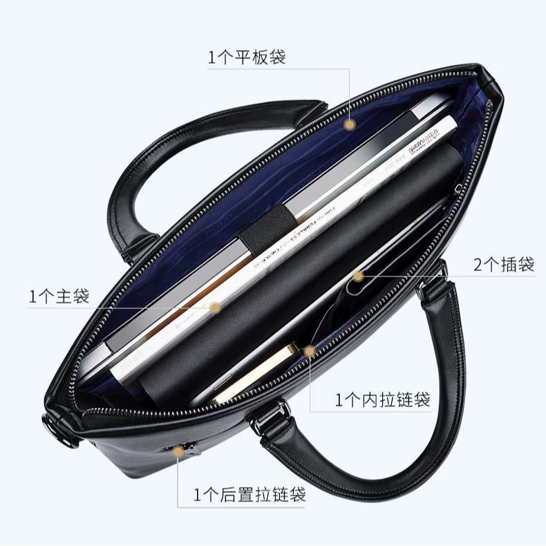 英皇保罗 Laptop for documents, men's capacious bag strap, men's style, business version, genuine leather
