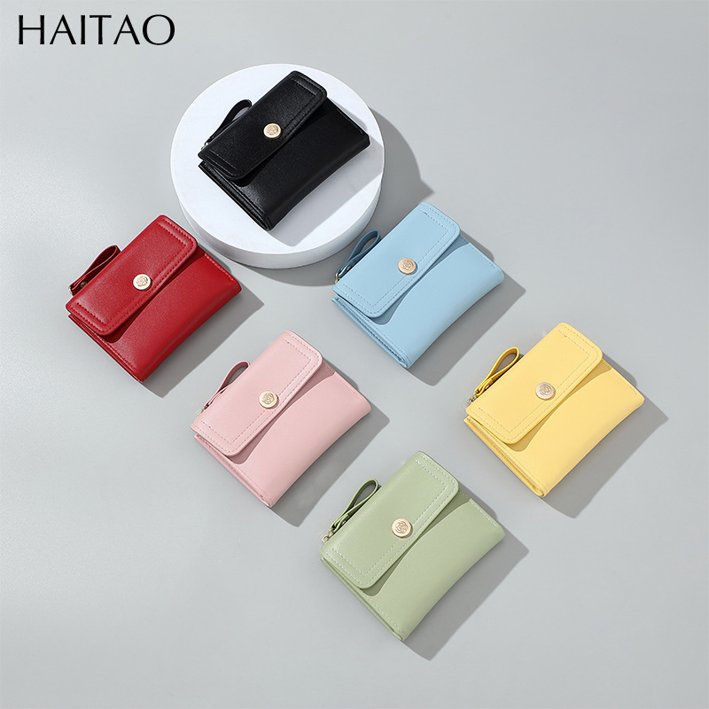 Nueva billetera de mujer corta bolsa de tarjetas de color sólido2024 mujeres de alto nivel sentido transfronterizo cremallera fuente de bolso de cambio fabricantes