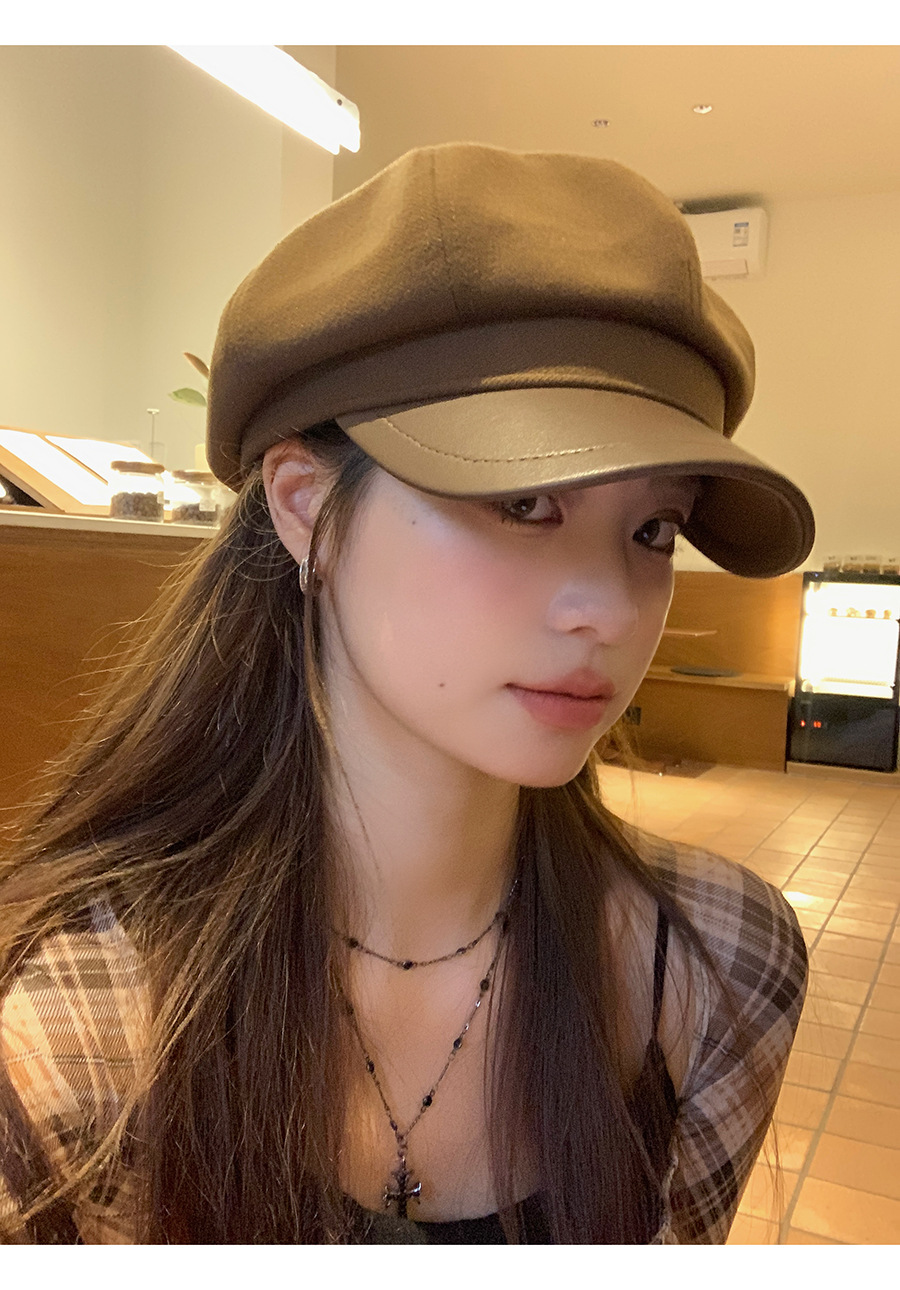 Versatile beret for women in autumn and winter, showing a small face, artistic street leisure, British style newspaper_voghion.com