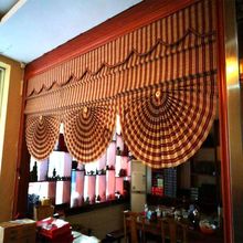 中式竹帘卷帘隔断遮阳窗帘卷拉扇形帘办公茶室酒店升降饭店半圆C&