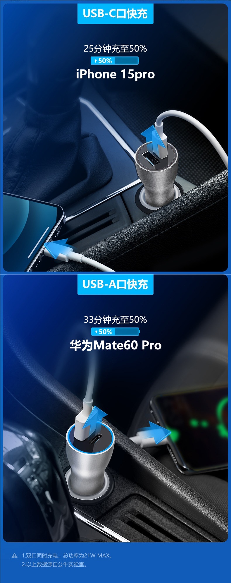 Bull Official Flagship Car Charger, Car Cigarette Lighter Charger, Multifunctional Wireless Charging, Default Item