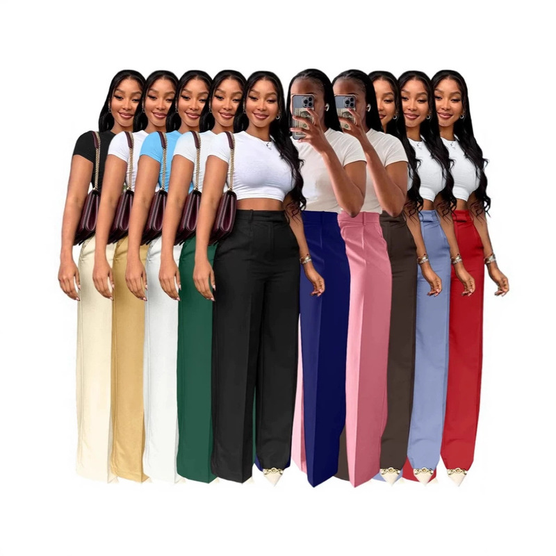 New Cross-Border European and American Women's High-Waisted Straight-Leg Wide-Leg Casual Pants for Spring, Autumn, and Winter, Available on Amazon New Cross-Border European and American Women's High-Waisted Straight-Leg Wide-Leg Casual Pants for Spring, Autumn, and Winter, Available on Amazon