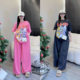 Southeast Asian cat and mouse fashion suit women's summer New loose short-sleeved wide-leg pants plus size two-piece women's clothing
