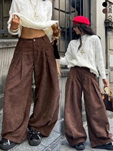 J 19333 Loose High Waist Wide Leg Pants �������ѝ ���l
