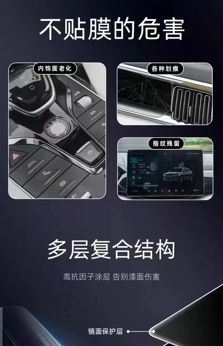 Suitable for Mercedes-Benz C260-Class Glc300 Interior Protective Film Transparent Material Navigation Central Control Film-Tpu High Temperature Protection