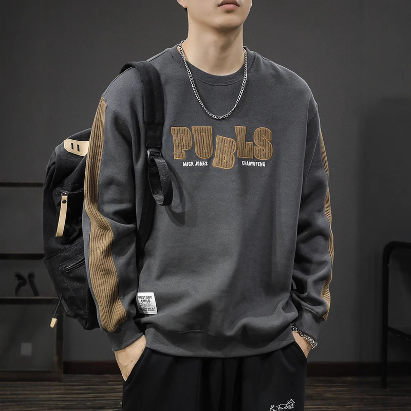 2025 Spring and Autumn New Men's Sweaters Loose Large Size Sports Trendy Brand Color Matching Long Sleeve Tops Handsome Casual Tops