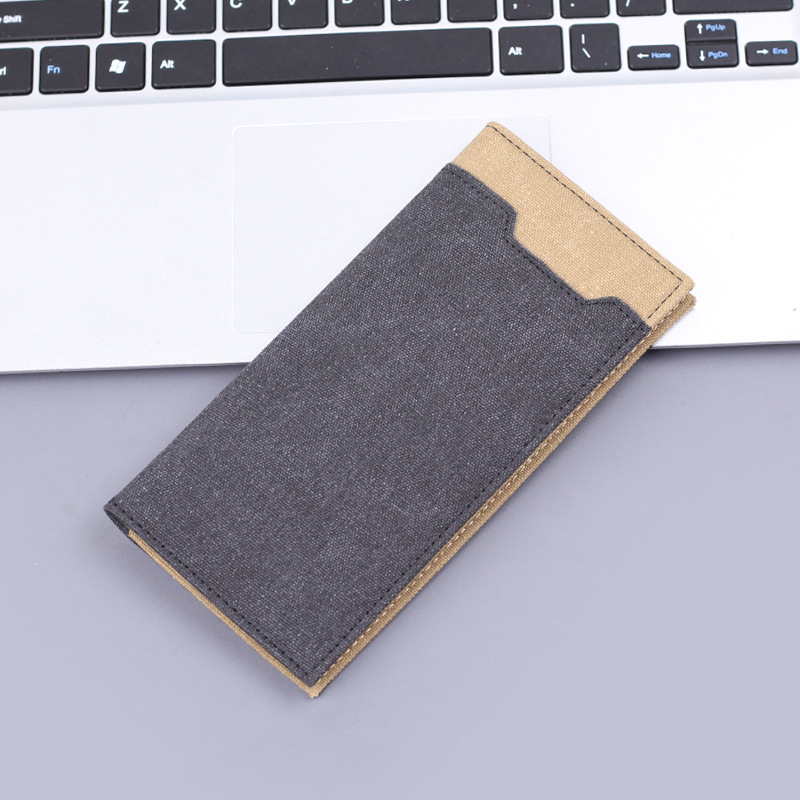 Jean cartera larga lienzo bolso de traje de hombre bolso de color contraste bolso de cuero de hombre bolso de 12 tarjetas bolso de tarjeta delgado
