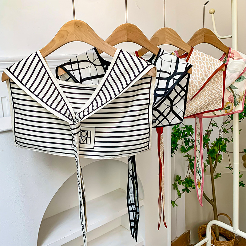 Chal de habitación con aire acondicionado, nueva decoración de cuello falso, bufanda anudada con protector de cuello, chal de seda, chaleco pequeño