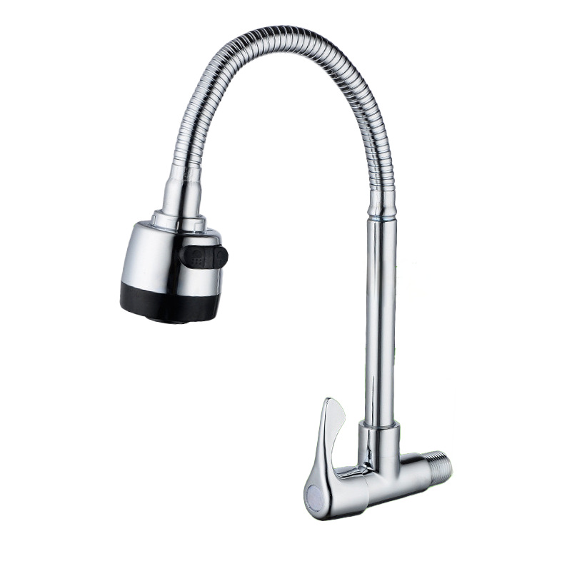 grifo de enfriamiento único de cobre completo para ingeniería doméstica bola giratoria universal lavabo de verduras grifo de cocina