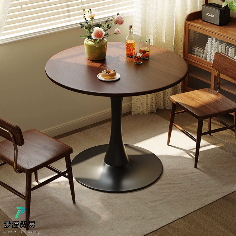 Круглый обеденный стол для дома, гостиной, отдыха, журнальный столик, стол для переговоров, небольшая квартира, аренда, балкон, тюльпан, круглый стол