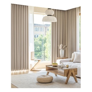 Finished French Style Glacier Pattern Chenille Micro-pleated Wrinkle Fabric for Living Room, Bedroom, Study Room, High Shading Curtain Fabric