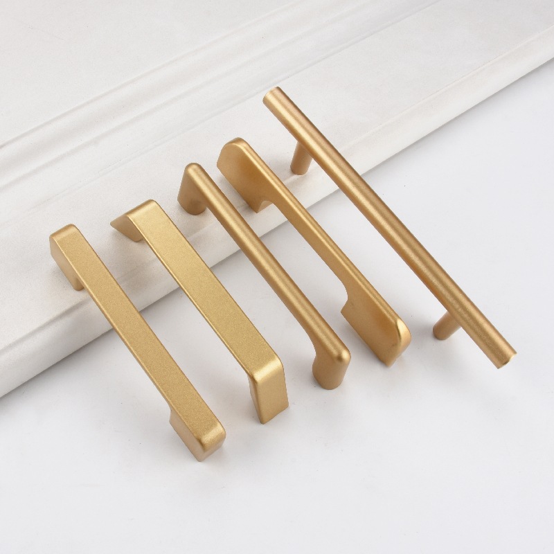 現代簡約金色輕奢櫥櫃抽屜把手北歐衣櫃門拉手鋁合金金色抽屜拉手