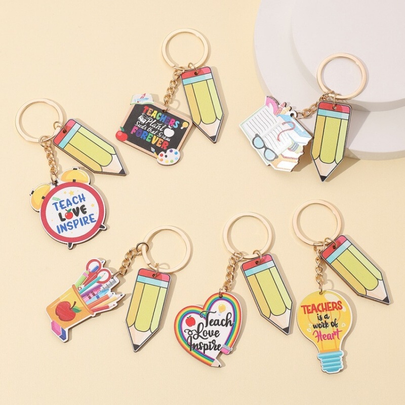 New Hot-Selling Pencil Letter Slogan Keychain Pendant Rainbow Heart Teacher's Day Classmate Gift Mother's Day New Hot-Selling Pencil Letter Slogan Keychain Pendant Rainbow Heart Teacher's Day Classmate Gift Mother's Day