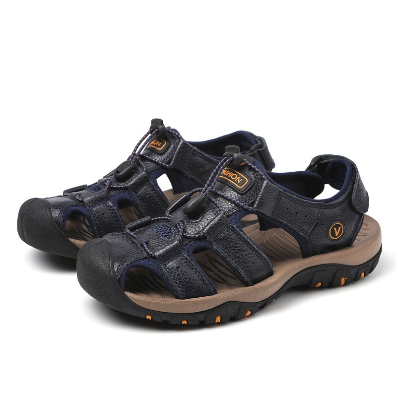 Nuevas sandalias transfronterizas de moda para hombres zapatillas de cuero al aire libre zapatos deportivos casuales transpirables zapatos de playa al por mayor