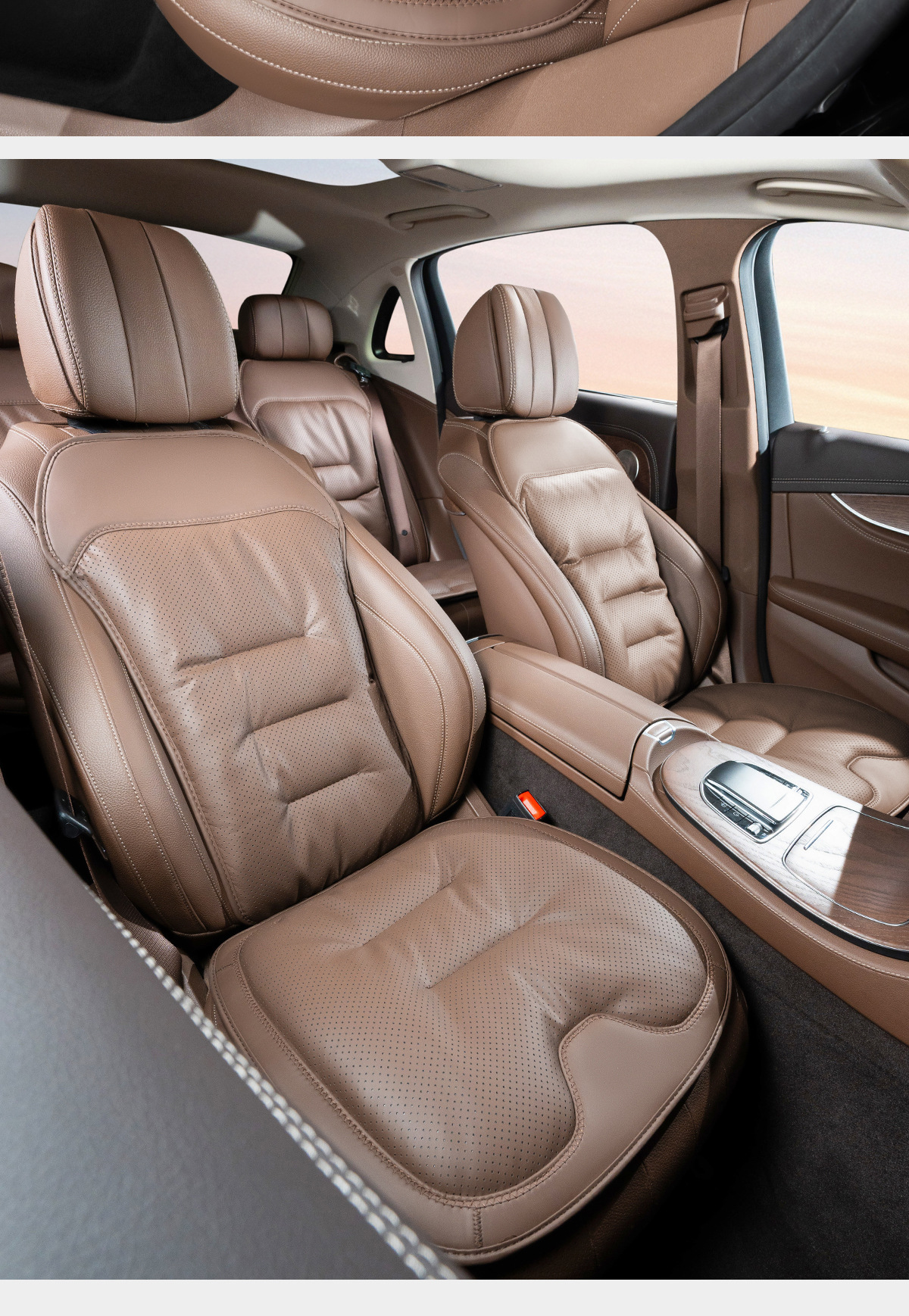 Car Seat Cushion with Lumbar Support, Integrated Rear Seat Cushion Suitable for Mercedes, Bmw, Audi, Four-Season Ventilation and Breathable Seat Cushion